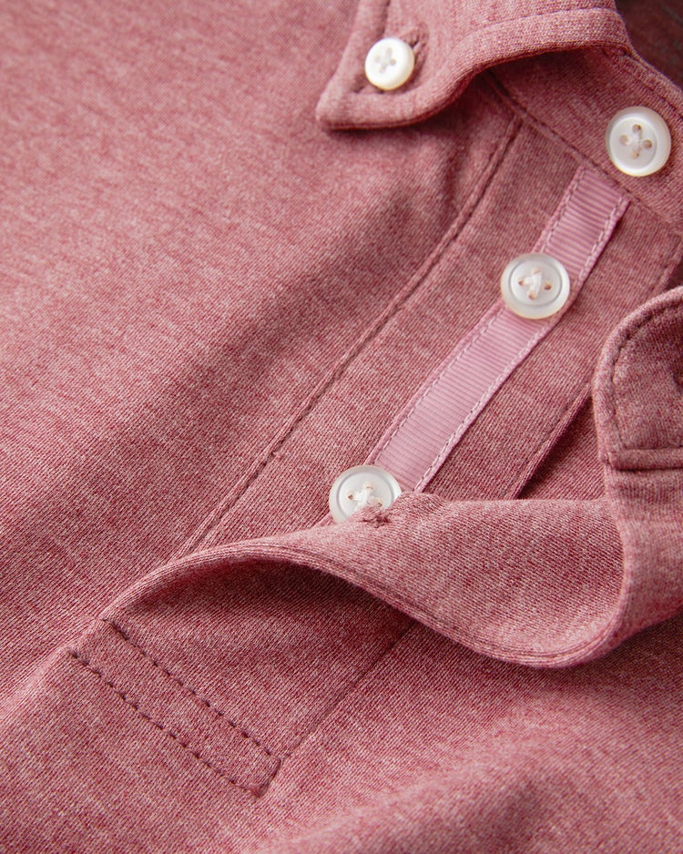 超長綿リファインドポロ　長袖 詳細画像 杢レッド 2