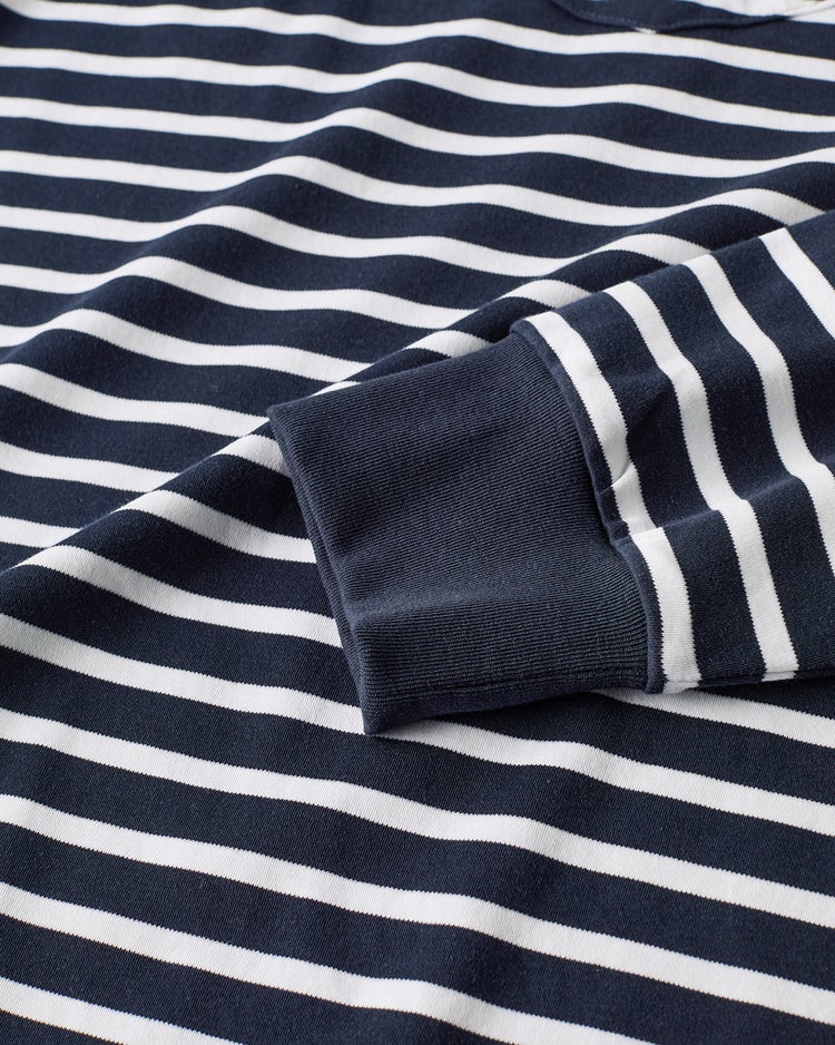 超長綿リファインドポロ　長袖 詳細画像 ネイビー&times;ホワイト 3