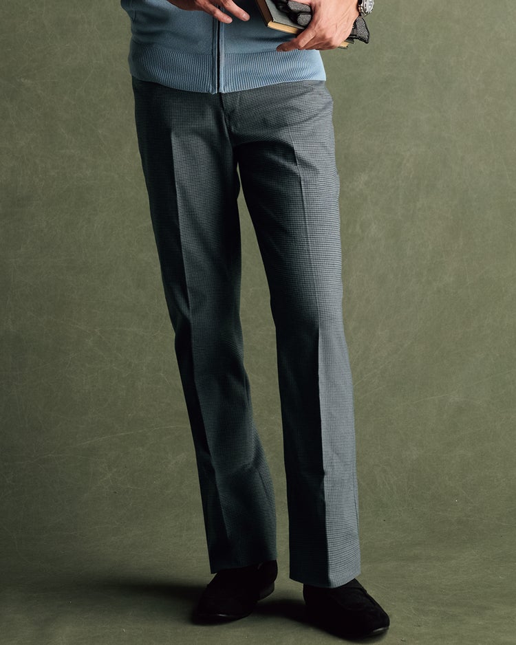 ソフトサーモ千鳥柄セミワイドスラックス 詳細画像 グレー千鳥 1