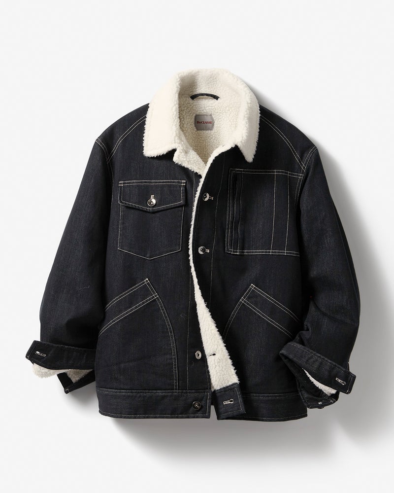 色落ち解消デニム風ボアライダージャケット 詳細画像 ダークインディゴ 1