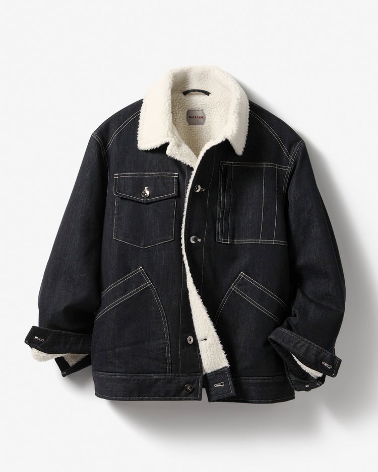 色落ち解消デニム風ボアライダージャケット 詳細画像 ダークインディゴ 1
