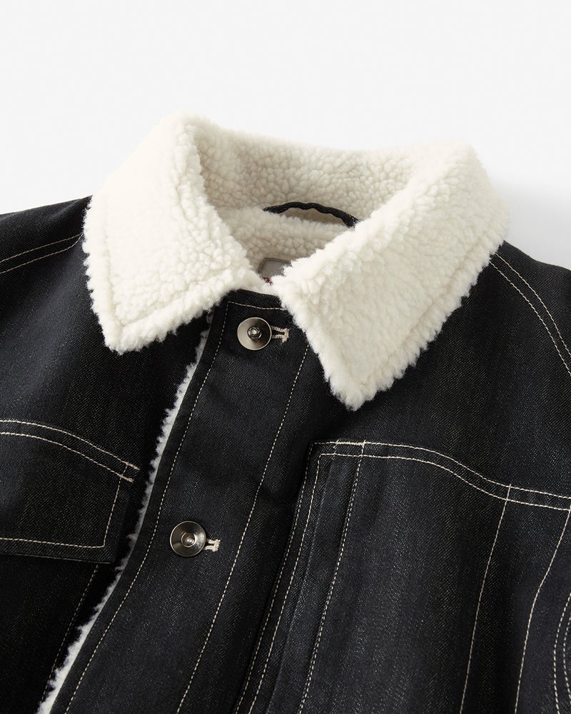 色落ち解消デニム風ボアライダージャケット 詳細画像 ダークインディゴ 2