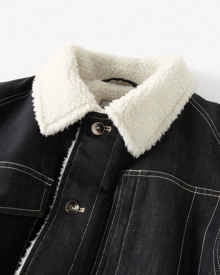 色落ち解消デニム風ボアライダージャケット 詳細画像 ダークインディゴ 2