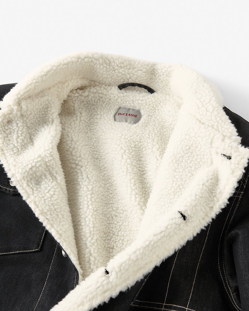 色落ち解消デニム風ボアライダージャケット 詳細画像 ダークインディゴ 3