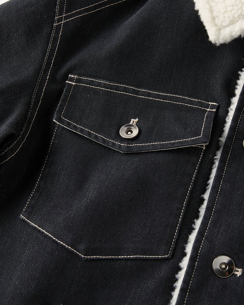 色落ち解消デニム風ボアライダージャケット 詳細画像 ダークインディゴ 4