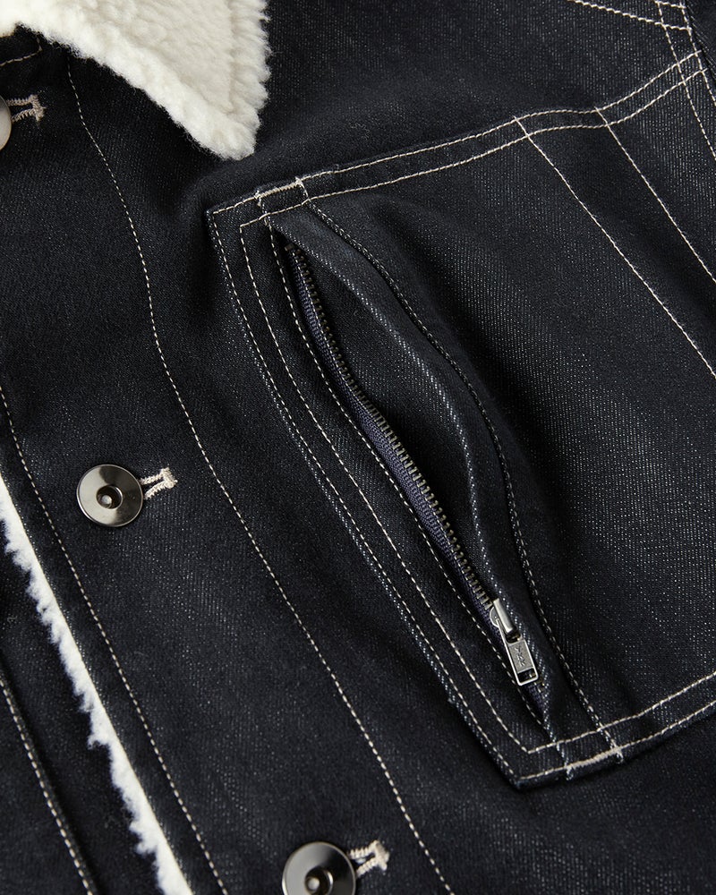 色落ち解消デニム風ボアライダージャケット 詳細画像 ダークインディゴ 5