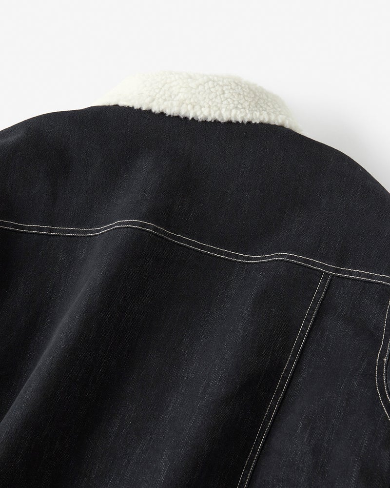 色落ち解消デニム風ボアライダージャケット 詳細画像 ダークインディゴ 6