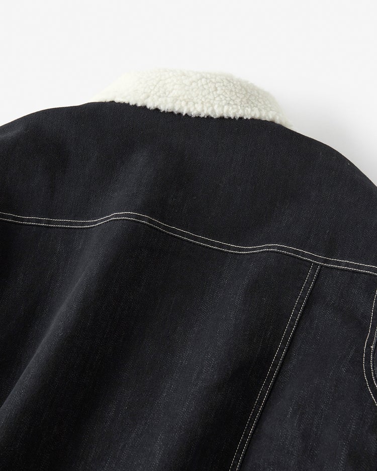 色落ち解消デニム風ボアライダージャケット 詳細画像 ダークインディゴ 6