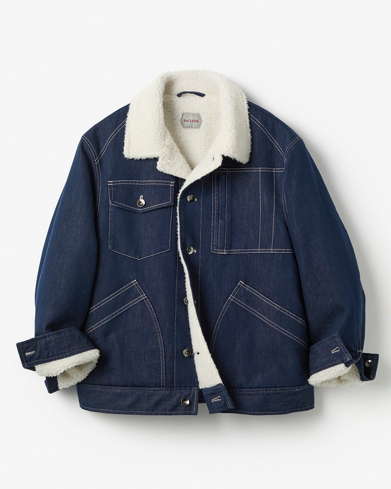 色落ち解消デニム風ボアライダージャケット 詳細画像 ミディアムインディゴ 3