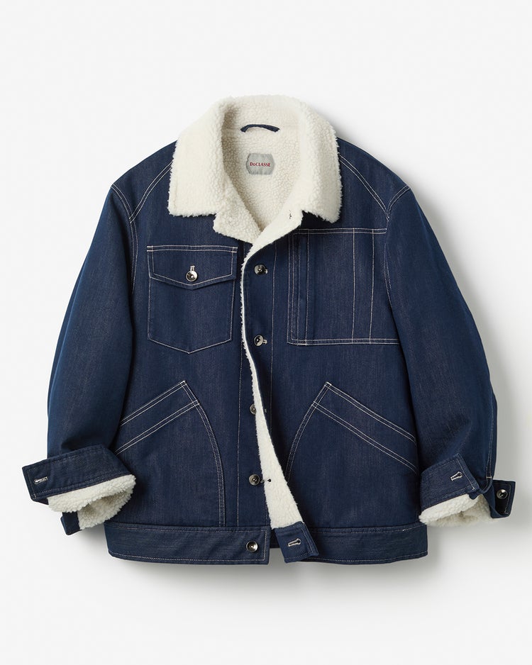 色落ち解消デニム風ボアライダージャケット 詳細画像 ミディアムインディゴ 3