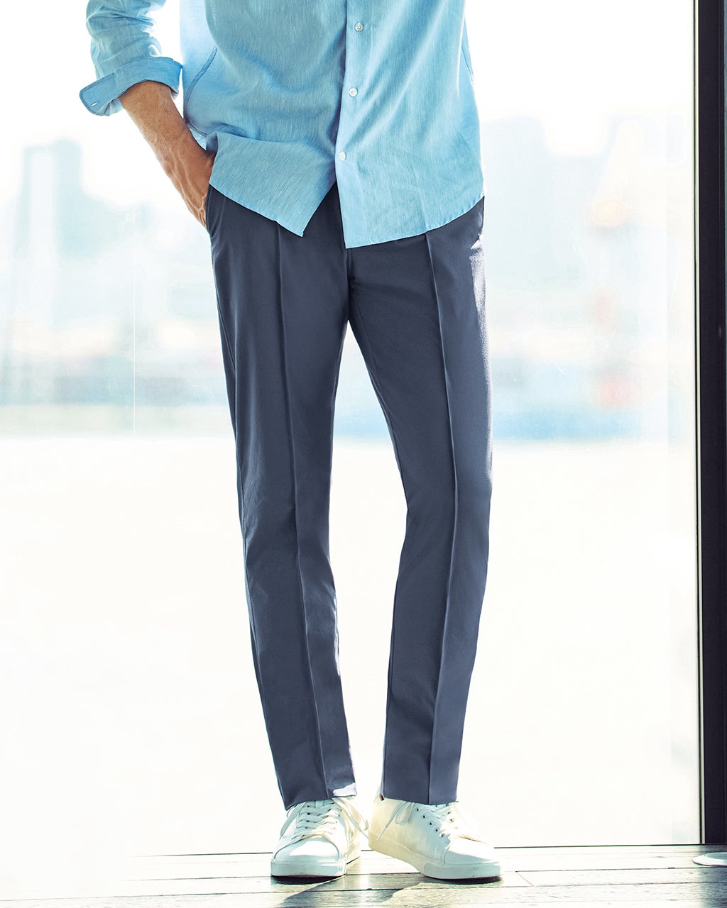 肌さらり接触冷感センターラインパンツ/40代50代からのメンズ