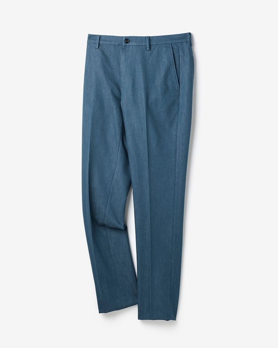 色落ち解消デニム風柔らかスラックスタック無