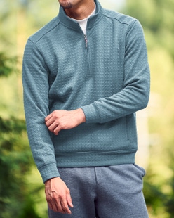 ジャガード千鳥柄ハーフジップ