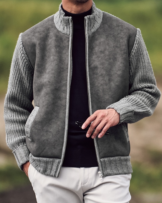 スウェード調ハイブリッドブルゾン