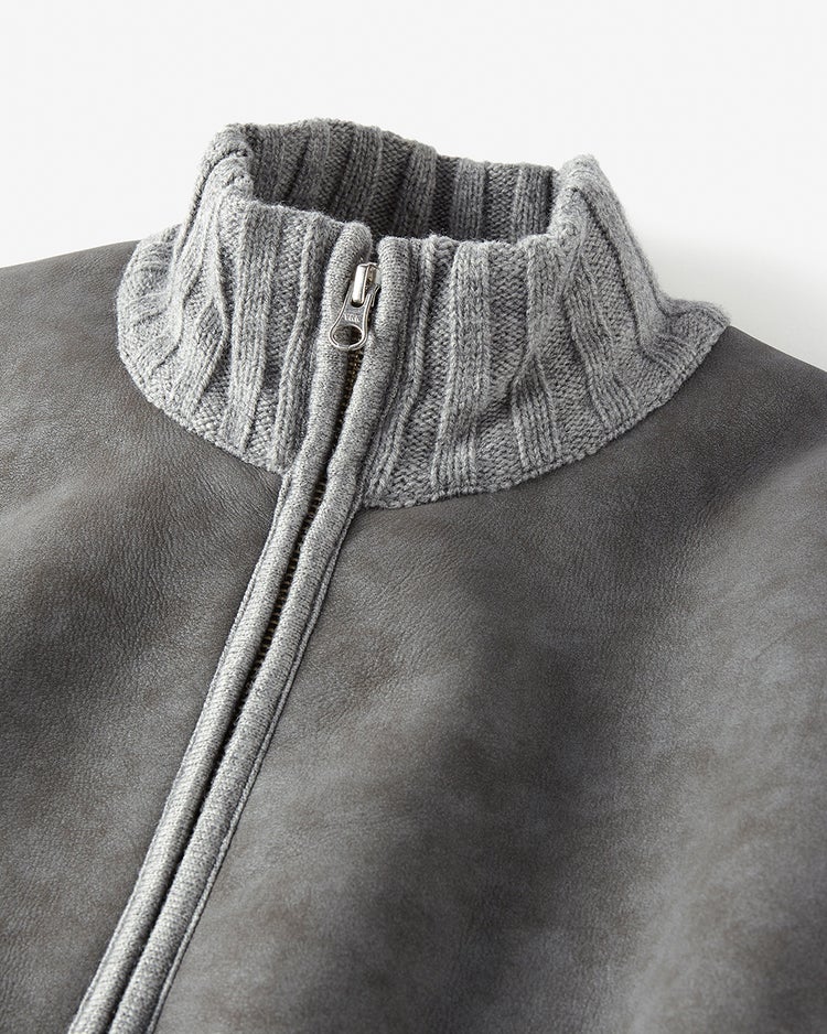 スウェード調ハイブリッドブルゾン 詳細画像 チャコール 2