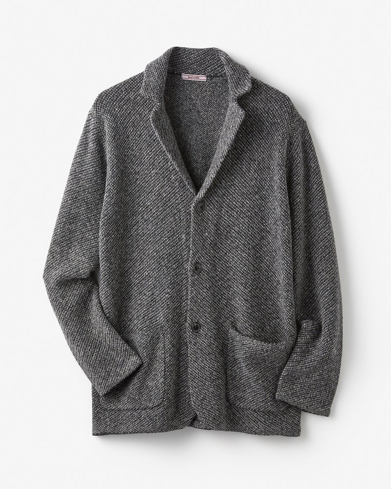 ジャカード柔らかカーディガンジャケット 詳細画像 グレー×ブラック 1