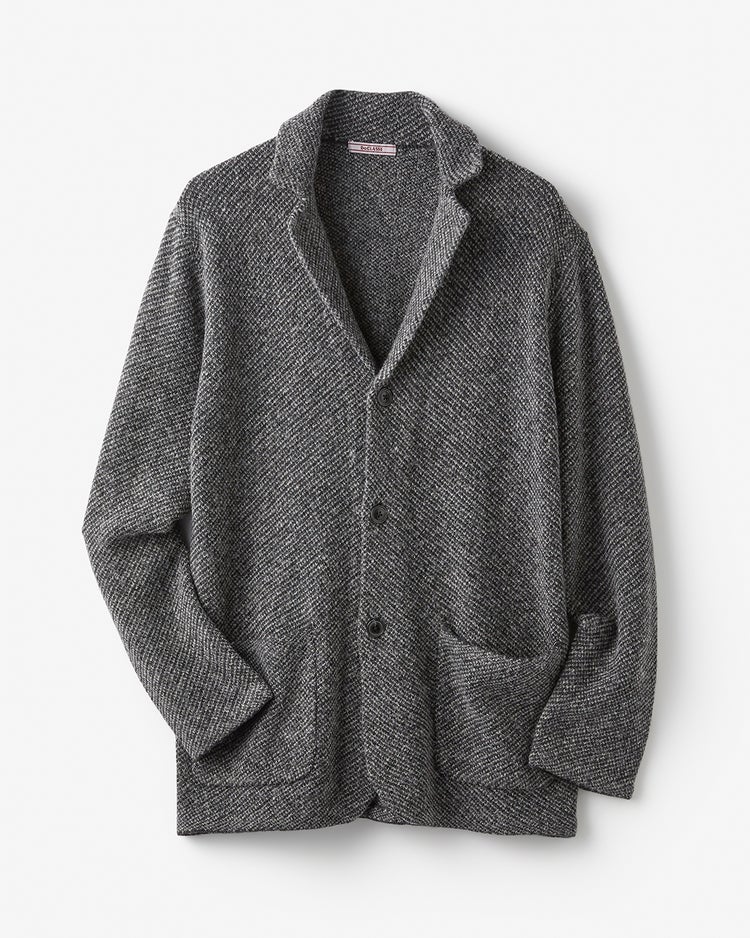 ジャカード柔らかカーディガンジャケット 詳細画像 グレー×ブラック 1