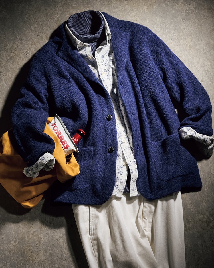 ジャカード柔らかカーディガンジャケット 詳細画像 ロイヤルブルー 1