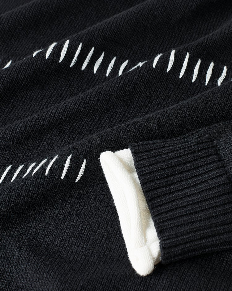 カシミヤ混ハンドステッチクルーセーター 詳細画像 ブラック 2