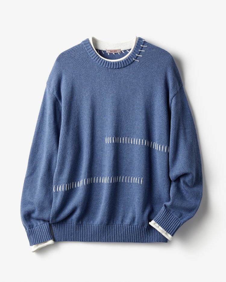 カシミヤ混ハンドステッチクルーセーター 詳細画像 インディゴ 3