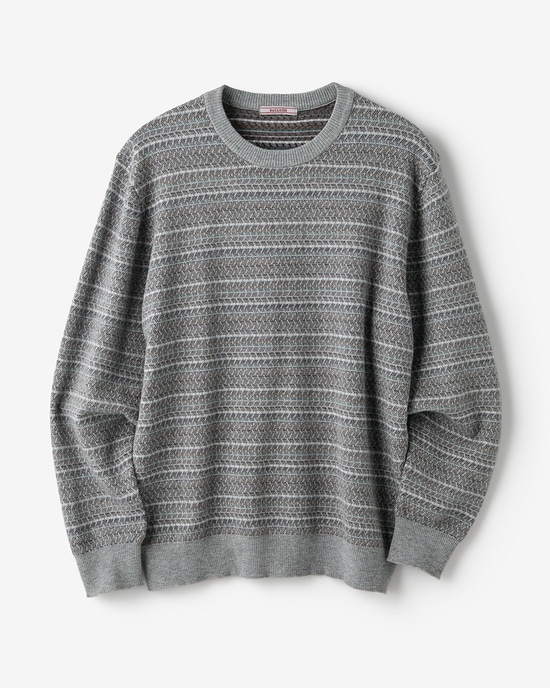 ファインゲージジャカード編みクルーニット