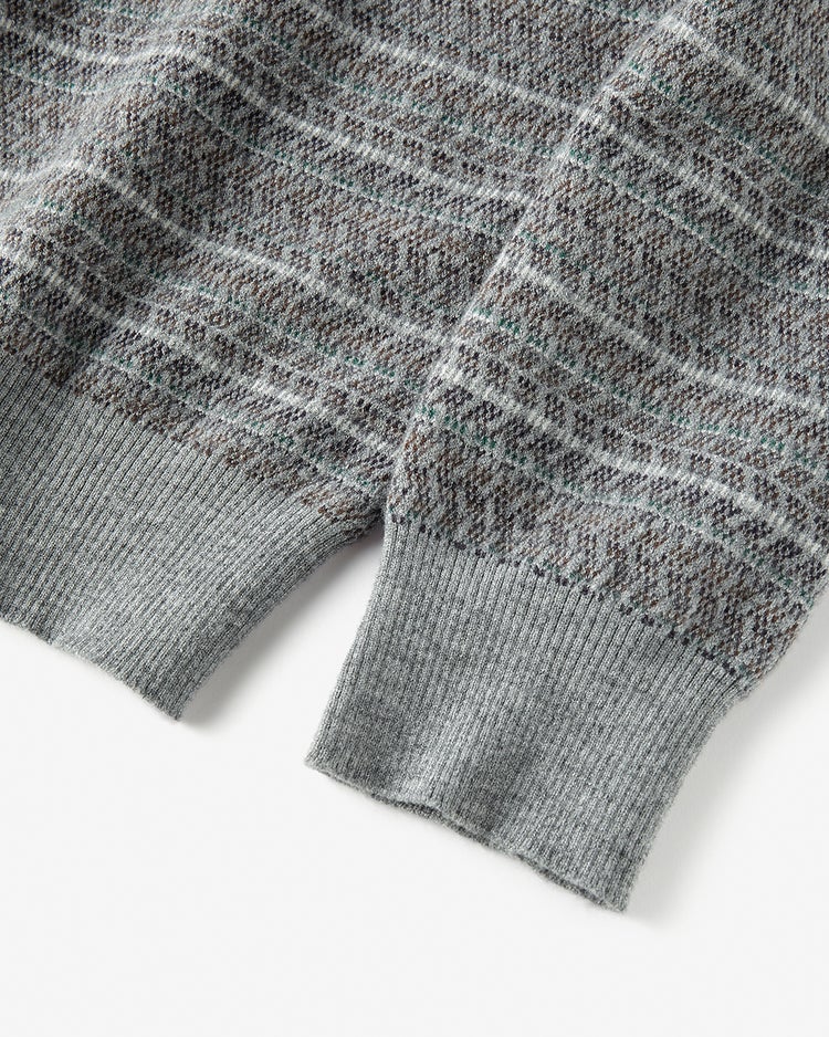 ファインゲージジャカード編みクルーニット 詳細画像 グレーパターン 3