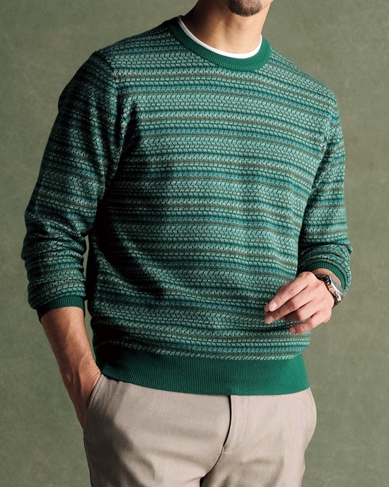 ファインゲージジャカード編みクルーニット