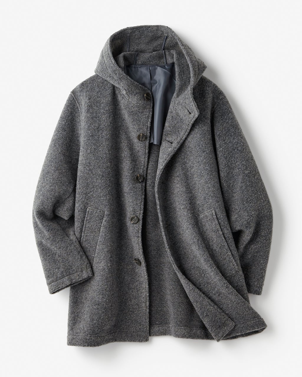 ウール混ストレッチボア・フーデッドコート/40代50代からのメンズ