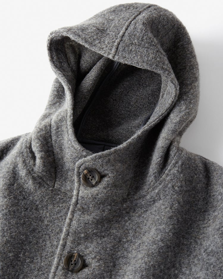 ウール混ストレッチボア・フーデッドコート 詳細画像 杢グレー 2