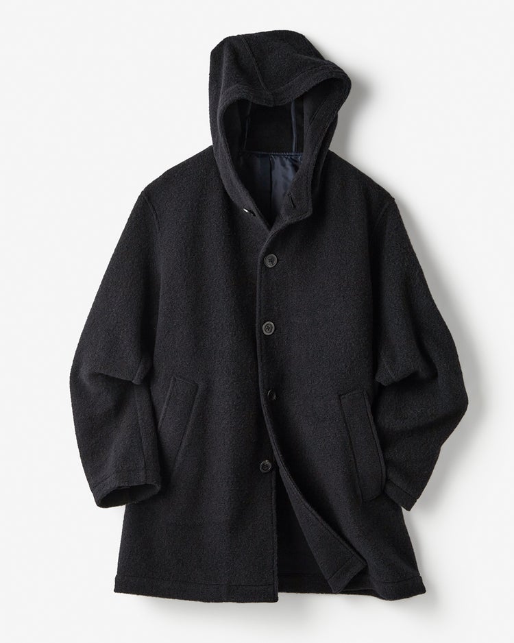 ウール混ストレッチボア・フーデッドコート 詳細画像 ダークネイビー 3