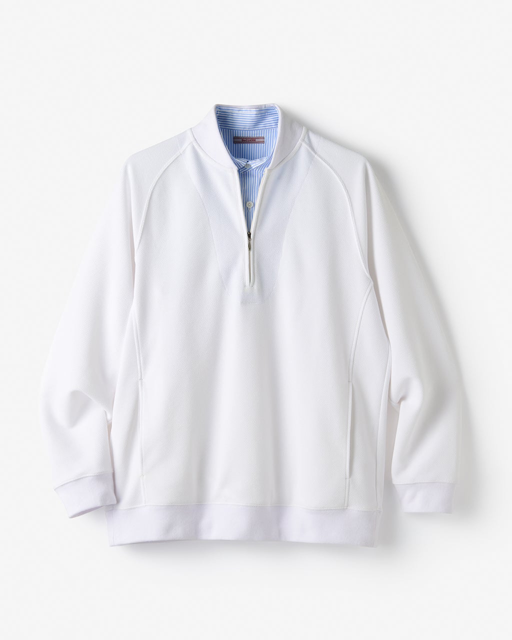 (人気完売品)RUFFLOG ハーフジップモックネックシャツ ホワイト 美品】RUFFLOG ラフロッグ ハーフジップ モックネックシャツ