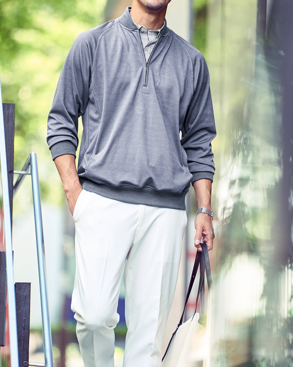 LANVINネイビー ハーフジップシャツ40 セール】ショートカラー プルオーバーシャツ（シャツ/ブラウス