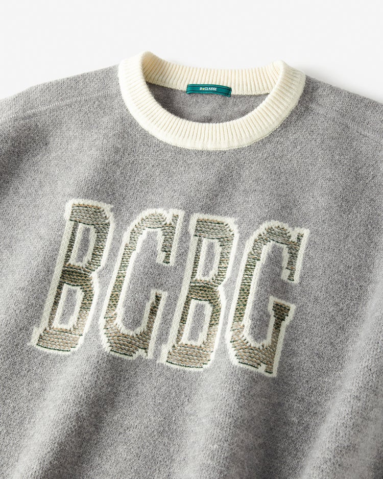 タウン＆ゴルフBCBGジャカードニット 詳細画像 杢グレー 2