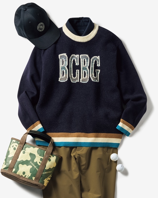 タウン＆ゴルフBCBGジャカードニット