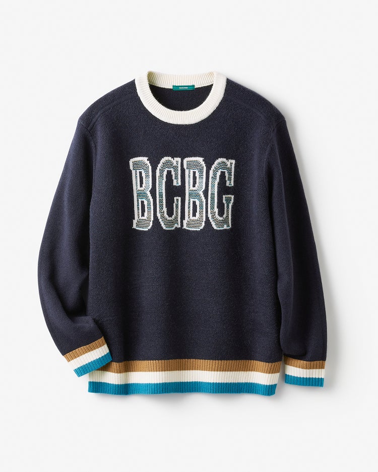 タウン＆ゴルフBCBGジャカードニット 詳細画像 ネイビー 5