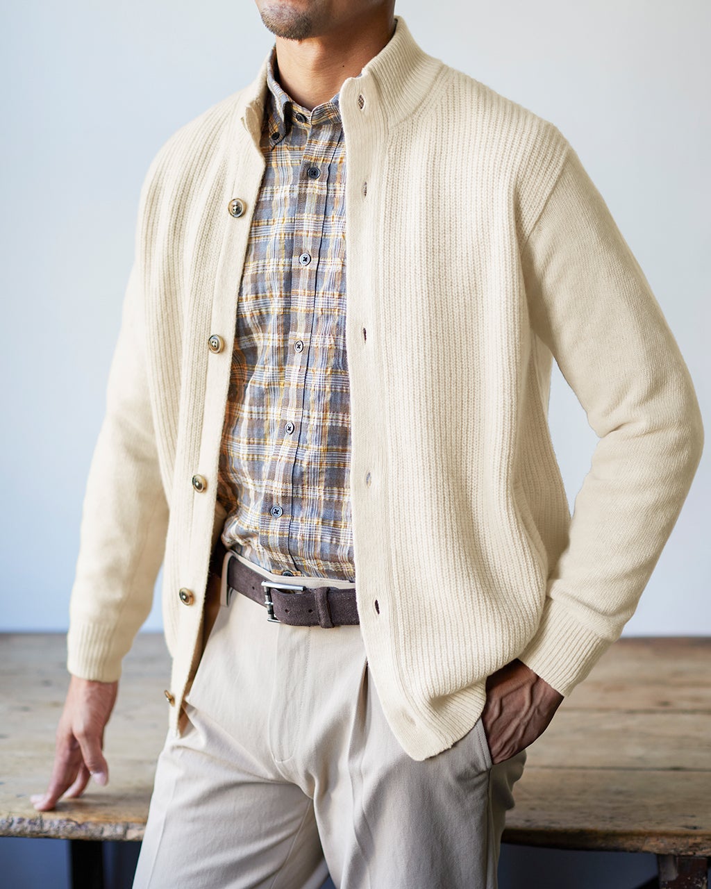 イタリア糸ソフトウール混ジャケットカーディガン/40代50代から