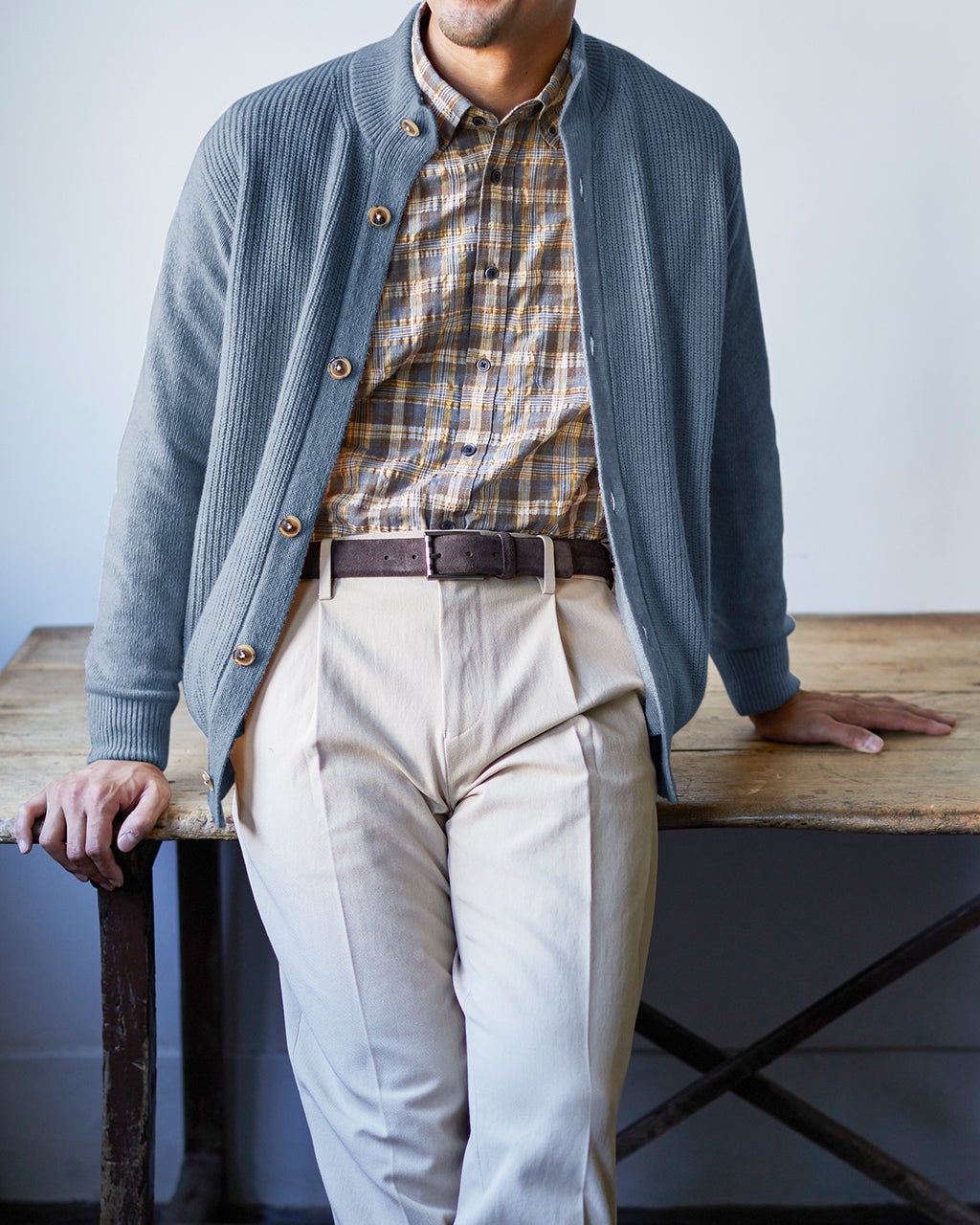 イタリア糸ソフトウール混ジャケットカーディガン/40代50代からの