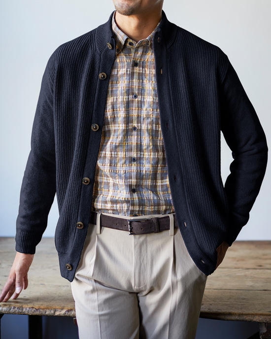 イタリア糸ソフトウール混ジャケットカーディガン