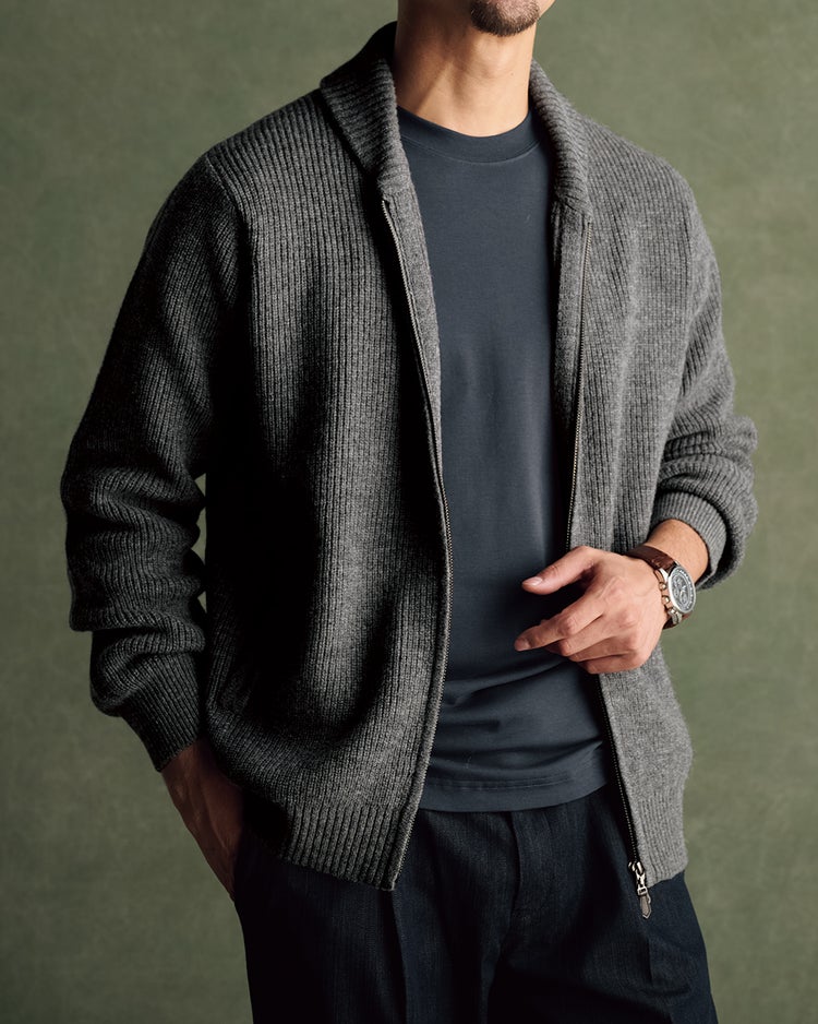 柔らかウール100%ミニショールカーディガン 詳細画像 杢グレー 1