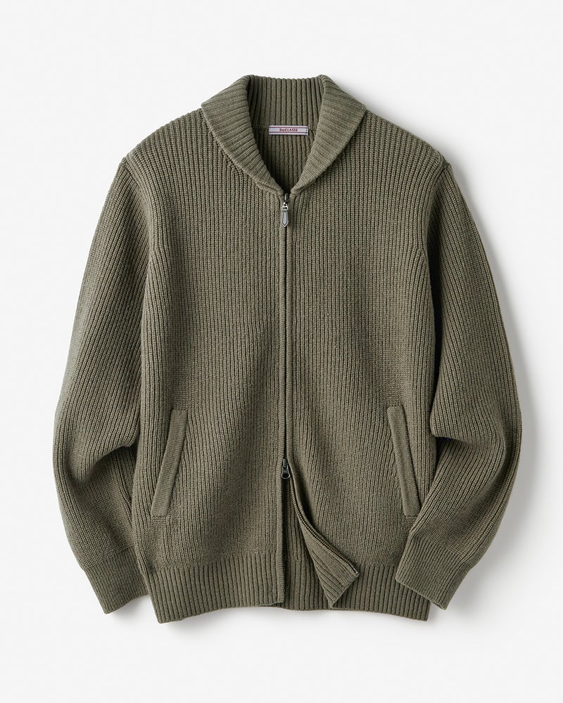 柔らかウール100%ミニショールカーディガン 詳細画像 カーキ 3