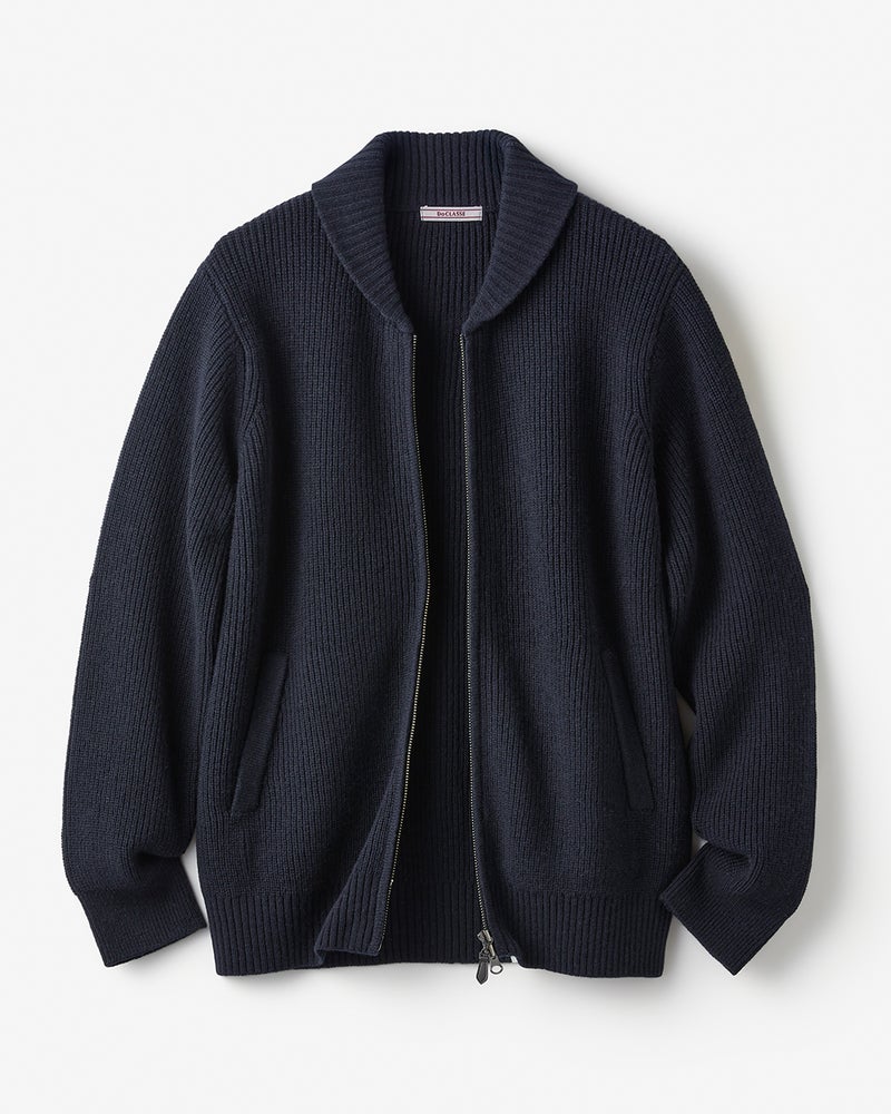 柔らかウール100%ミニショールカーディガン 詳細画像 ネイビー 1