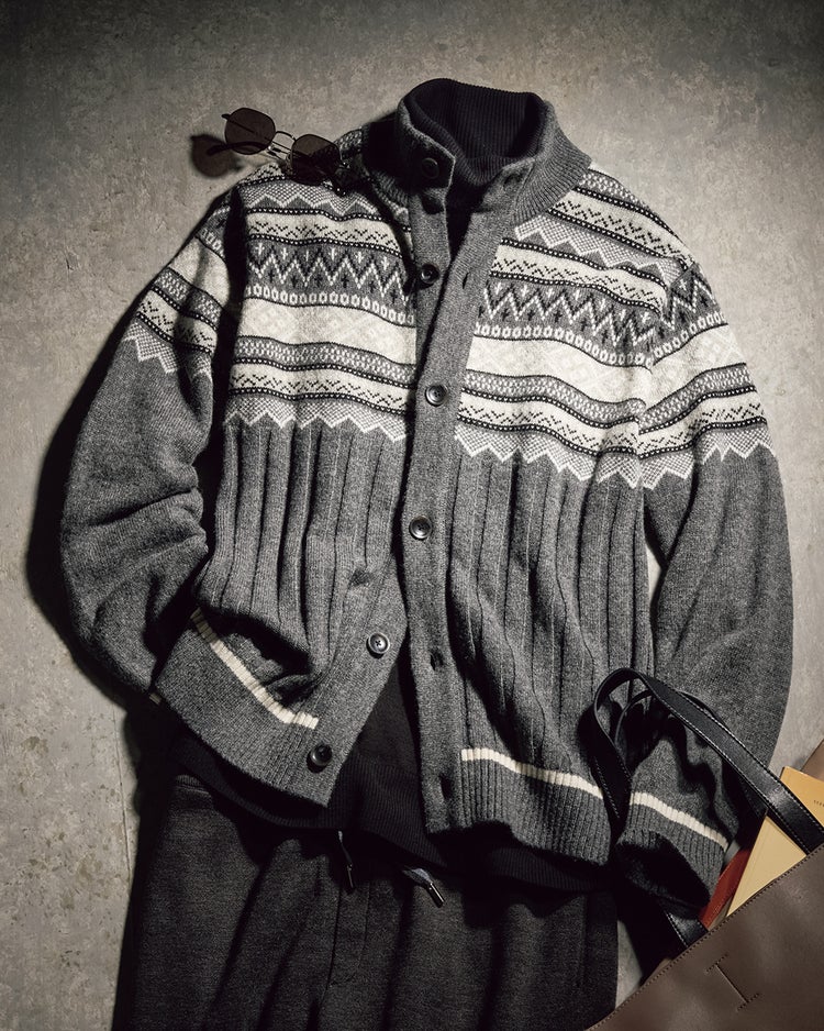 厳選ラムブレンド・ジャケットカーディガンⅡ 詳細画像 チャコールパターン 1