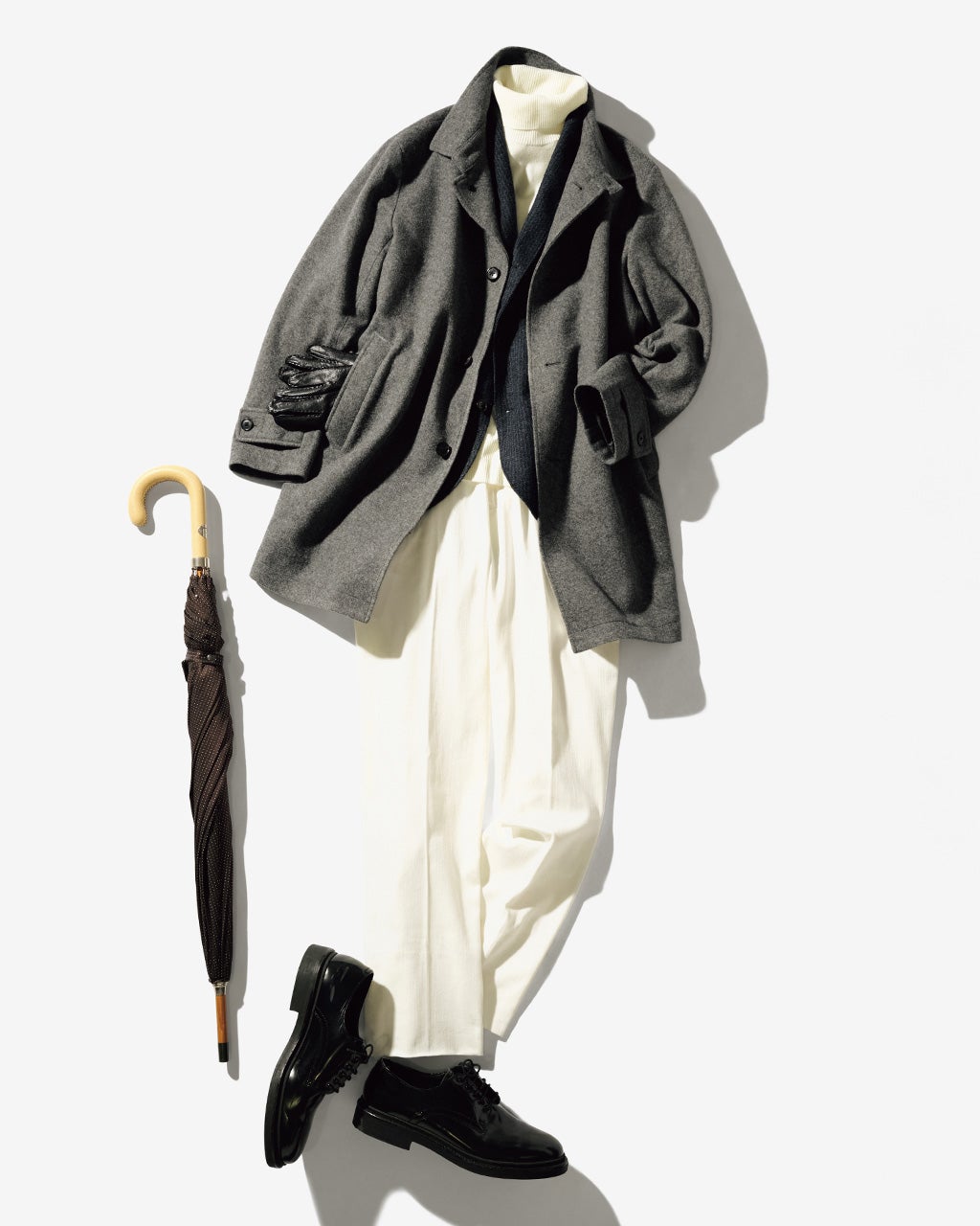 officine generale ステンカラーコート 柔らか起毛ウール混ステンカラーコート/40代50代からのメンズ