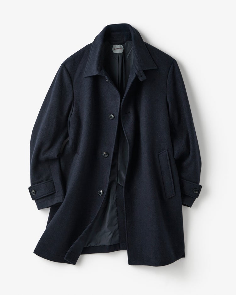柔らか起毛ウール混ステンカラーコート 詳細画像 ネイビー 3