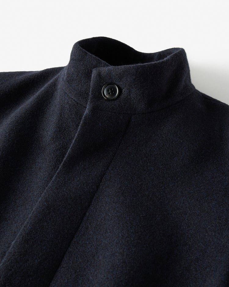 柔らか起毛ウール混スタンドカラーコート 詳細画像 ネイビー 2