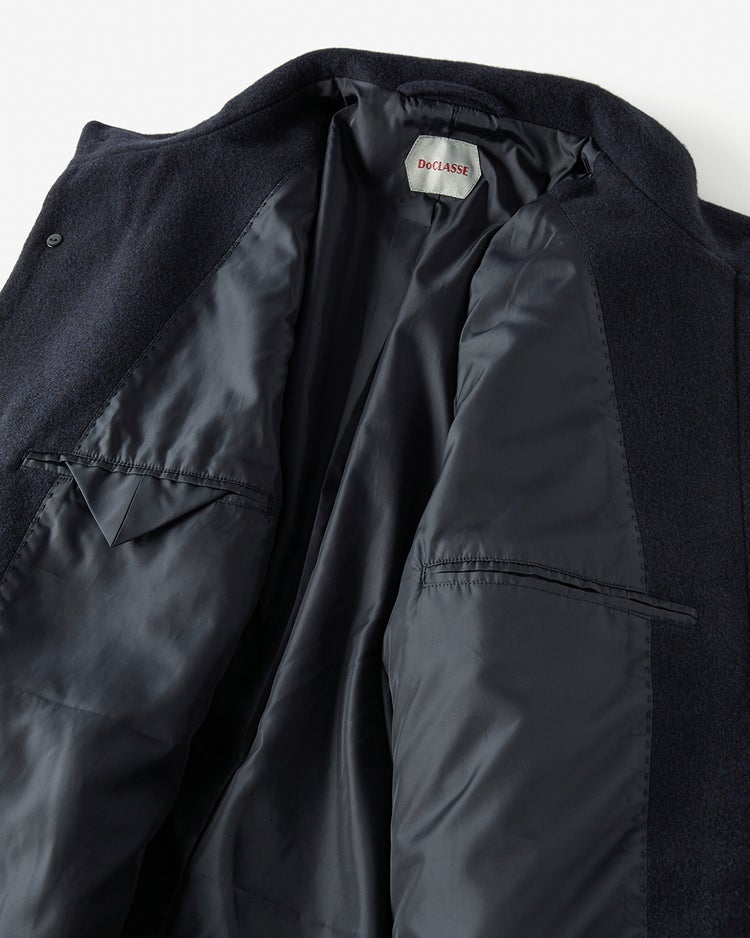 柔らか起毛ウール混スタンドカラーコート 詳細画像 ネイビー 3