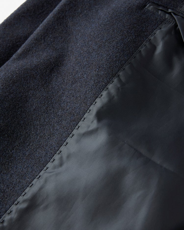 柔らか起毛ウール混スタンドカラーコート 詳細画像 ネイビー 4