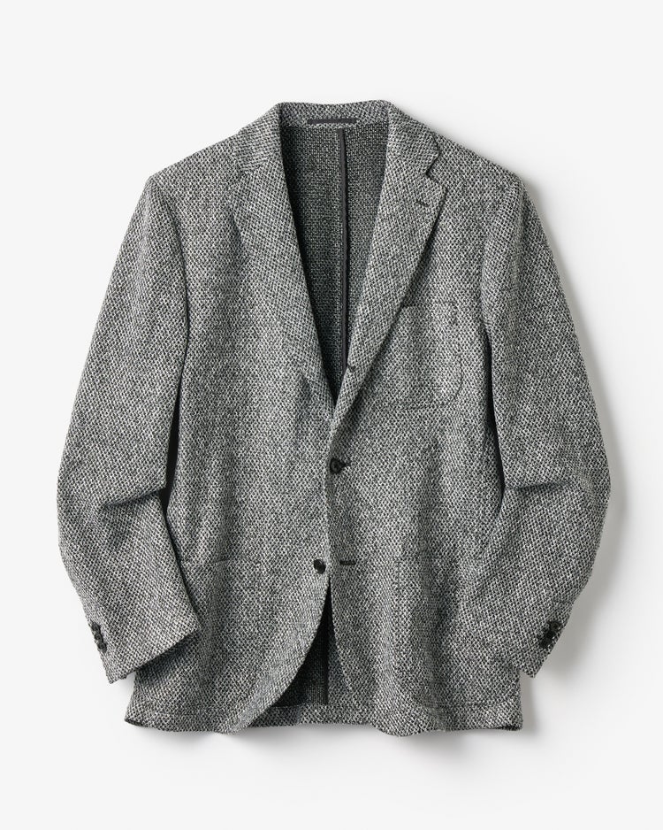 尾州の匠・ラッセル編みニットジャケット 詳細画像 ブラック×ホワイト 1