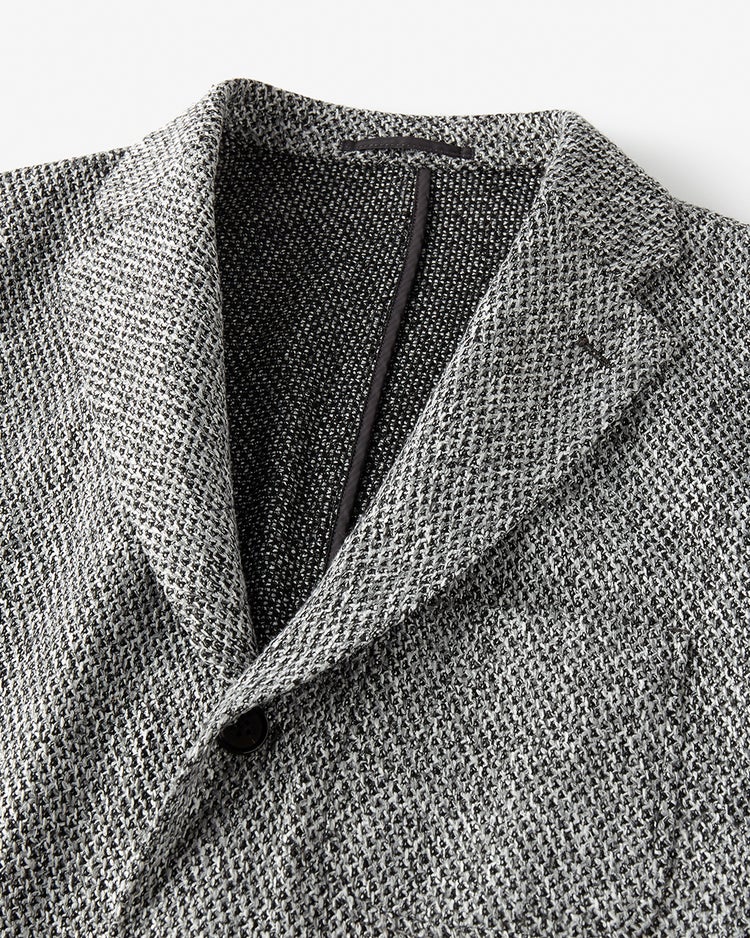 尾州の匠・ラッセル編みニットジャケット 詳細画像 ブラック×ホワイト 2