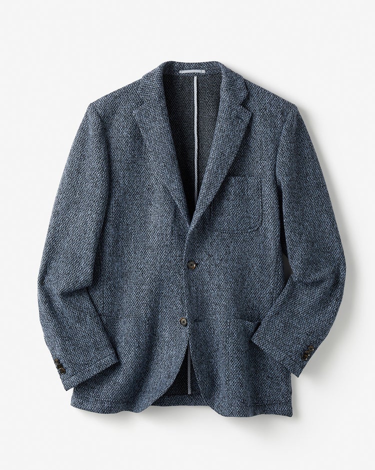尾州の匠・ラッセル編みニットジャケット 詳細画像 杢ブルー 1